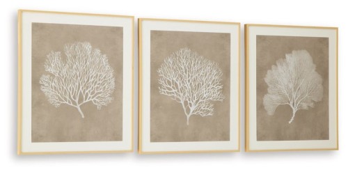 Hendridge - Taupe / White - Wall Art Set (Set of 3)