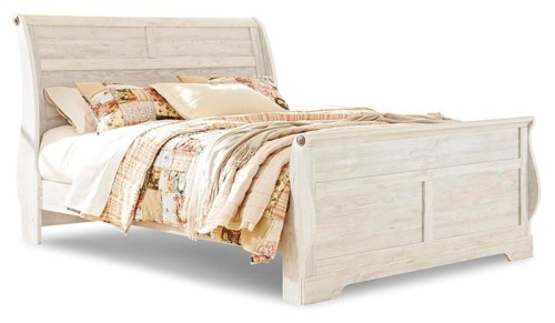 Willowton - Whitewash - Queen Sleigh Bed