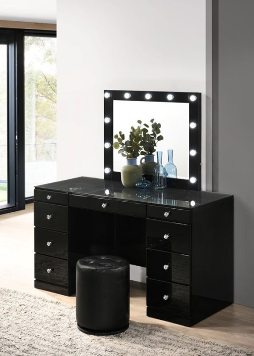 Avery - Vanity Set (With LED Luxo Mirror) - White