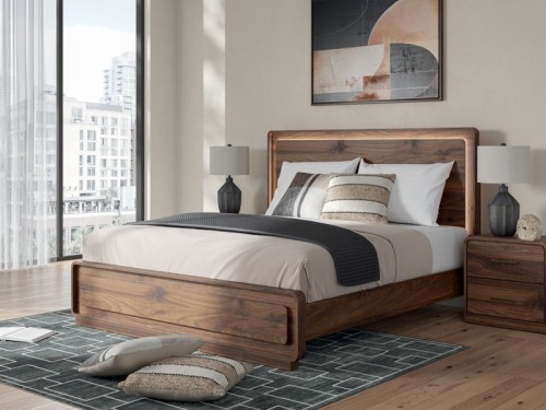 Fortlorn - California King Panel Bed - Walnut Brown