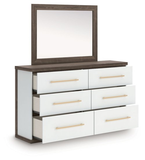 Kendanport - Brown / White - Six Drawer Dresser