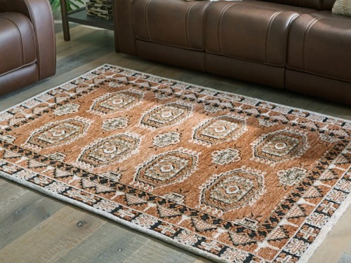Qaabiz - Sienna / Ivory / Black - Medium Rug
