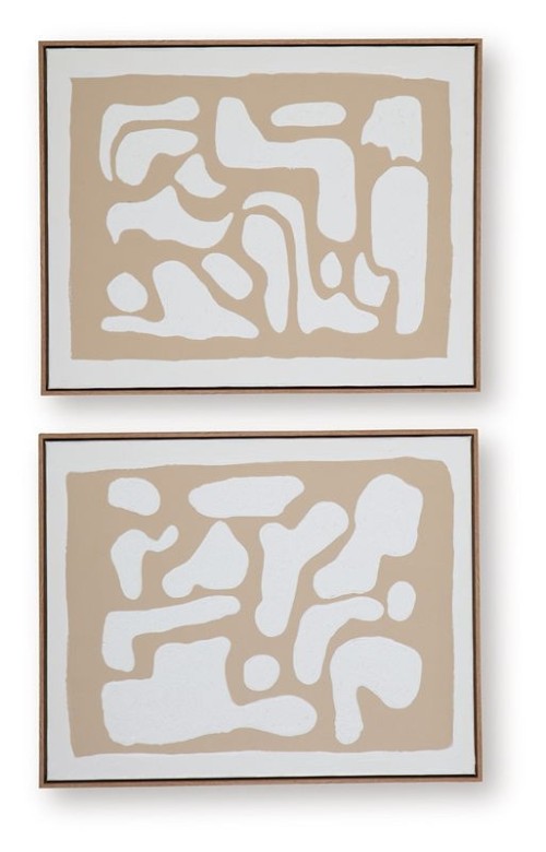 Waldett - Beige / White - Wall Art Set (Set of 2)