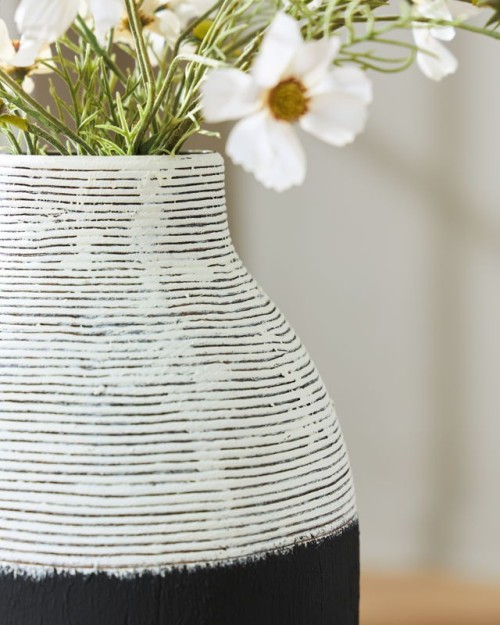 Girtha - Antique White / Black - Vase - 13"