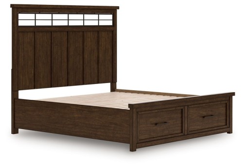 Taffenbrook - Medium Brown - Queen Panel Storage Bed