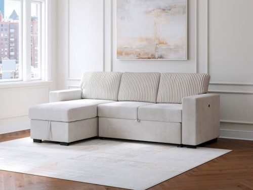 Wohlen - Alloy - 2-Piece Sectional With Pop Up Sleeper And LAF Corner Chaise