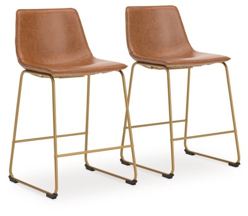 Ciabori - Brown / Gold - Upholstered Barstool (Set of 2)