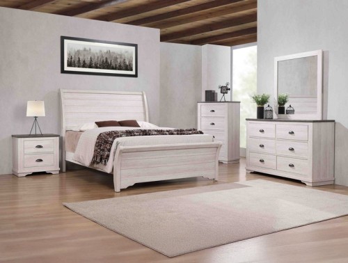 Coralee - King 4 Piece Bedroom Set - Chalk / Gray