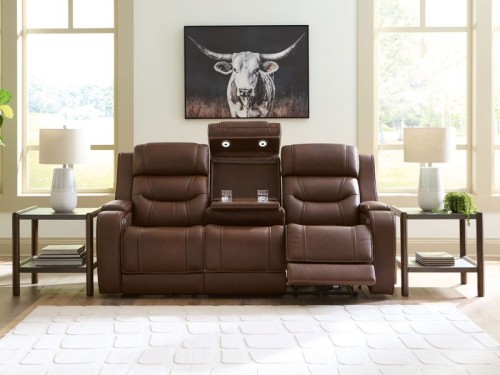 Knightington - Caramel - Power Reclining Sofa With Audio Seating