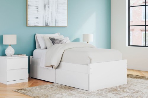 Onita - White - Queen Platform Bed With 2 Side Storage