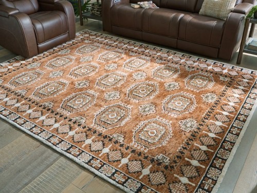 Qaabiz - Sienna / Ivory / Black - Medium Rug