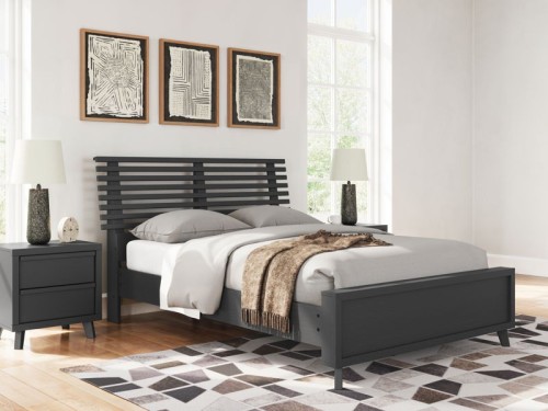 Danziar - Black - King Slat Panel Bed