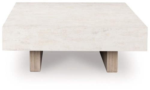 Jorlaina - Light Grayish Brown - Square End Table With Faux Cement Top