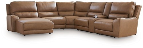 DeepWakes - 5-Piece Power Reclining Sectional - Caramel
