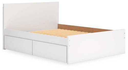 Onita - White - Queen Panel Platform Bed With 1 Side Storage