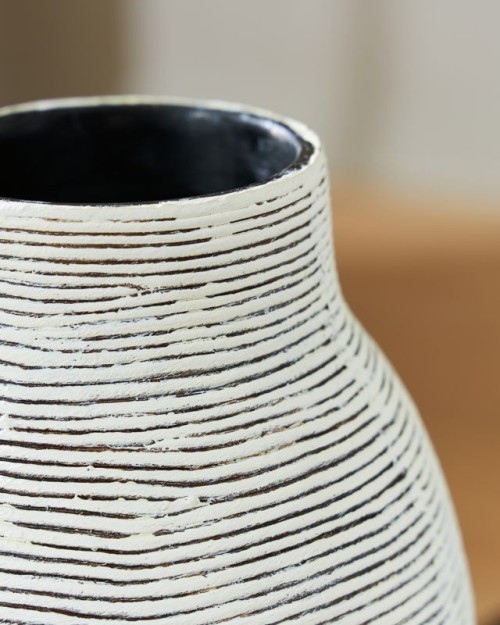 Girtha - Antique White / Black - Vase - 13"