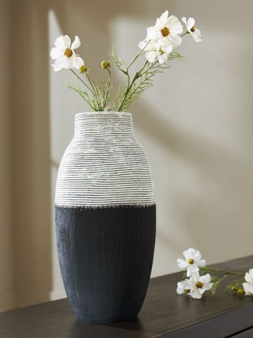 Girtha - Antique White / Black - Vase - 13"