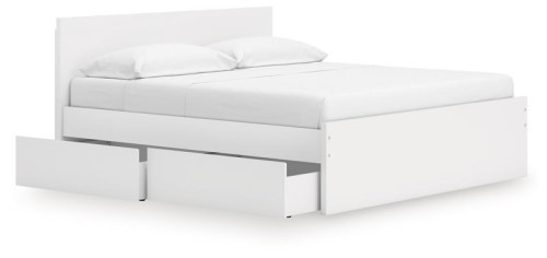 Onita - White - King Panel Platform Bed With Storage