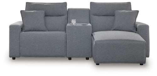 ModMax II - Salt And Pepper - 3-Piece Power Reclining Sectional With LAF Chaise And Audio Console