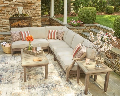 Clare View - Beige - 3-Piece Outdoor Sectional