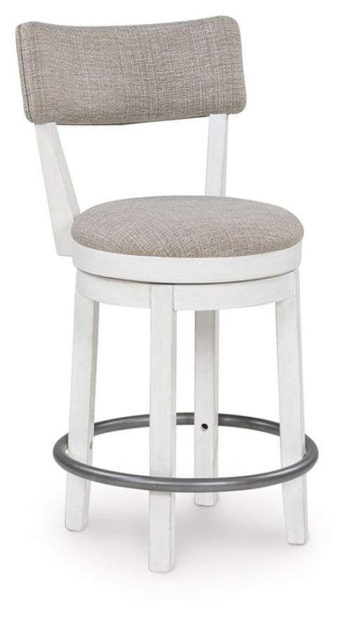 Robbinsdale - Antique White - Upholstered Swivel Barstool (Set of 2)