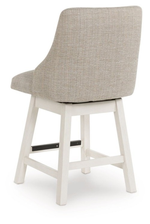 Robbinsdale - Antique White - Upholstered Swivel Curved Back Barstool (Set of 2)