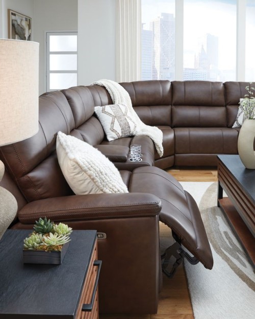 Bleckley - Espresso - 6-Piece Power Reclining Sectional With LAF And RAF Recliners