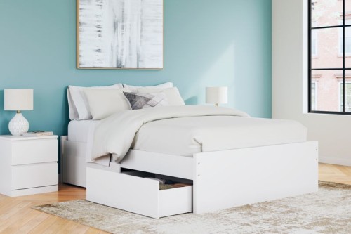 Onita - White - King Platform Bed With 2 Side Storage