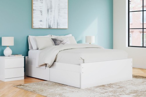 Onita - White - Full Platform Bed With 1 Side Storage