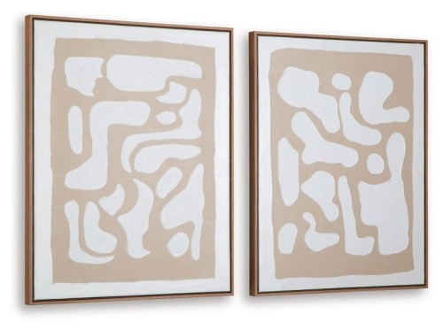 Waldett - Beige / White - Wall Art Set (Set of 2)