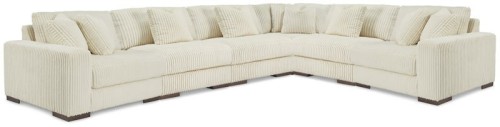 Lindyn - Ivory - 6-Piece Sectional With 3 Armless Chairs