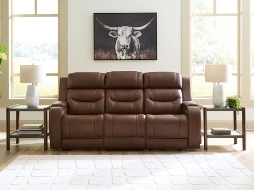 Knightington - Caramel - Power Reclining Sofa With Audio Seating