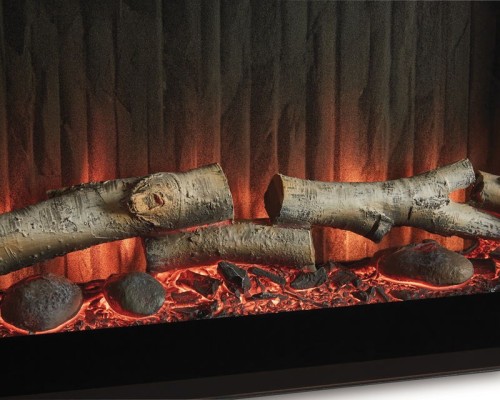 Entertainment Accessories - Black - Fireplace Insert With Faux Birch Log Set