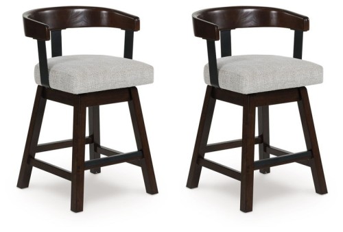 Haddigan - Dark Brown - Upholstered Swivel Barstool (Set of 2)