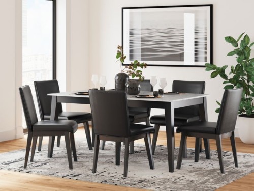 Jettaya - Black / White - Rectangular Dining Room Table