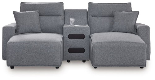 ModMax II - Salt And Pepper - 3-Piece Power Reclining Sectional With LAF Chaise And Audio Console