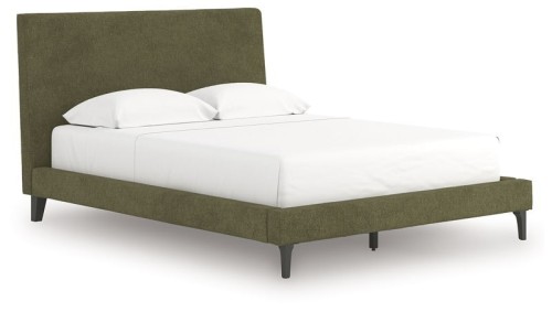 Chirason - Sage Green - Queen Upholstered Bed With Roll Slats