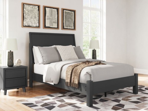 Danziar - Black - Queen Panel Bed With Low Footboard