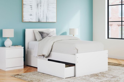 Onita - White - Queen Panel Platform Bed With 2 Side Storage