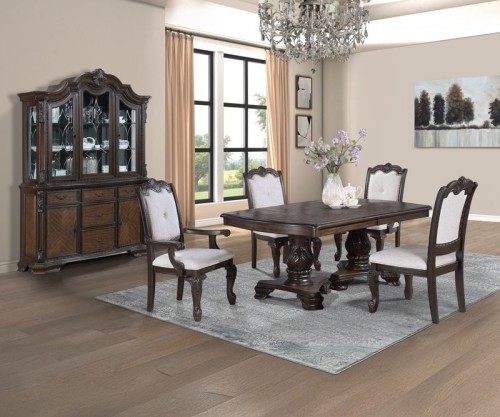 Kiera - 9 Piece Dining Room Set - Cherry Brown