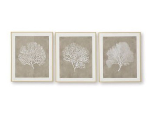 Hendridge - Taupe / White - Wall Art Set (Set of 3)
