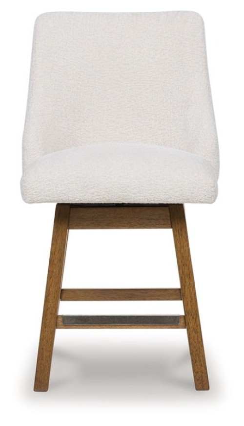 Cabalynn - Oatmeal / Light Brown - Upholstered Swivel Barstool (Set of 2)
