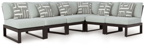 Beachloft - Black / Gray - 6-Piece Outdoor Sectional