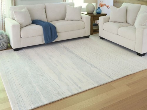Genemost - Ivory / Blue - Medium Rug