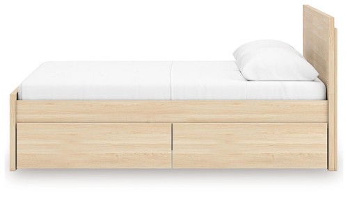 Onita - Natural - Twin Panel Platform Bed With 1 Side Storage