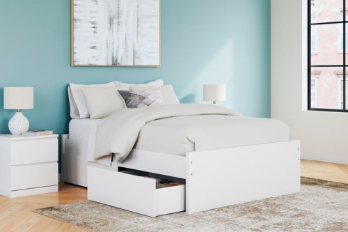 Onita - White - Queen Platform Bed With 2 Side Storage