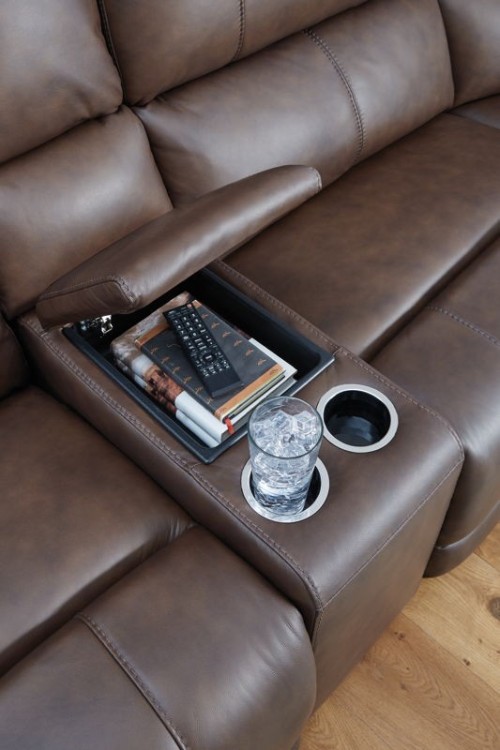 Bleckley - Espresso - 5-Piece Power Reclining Sectional With RAF And LAF Recliners