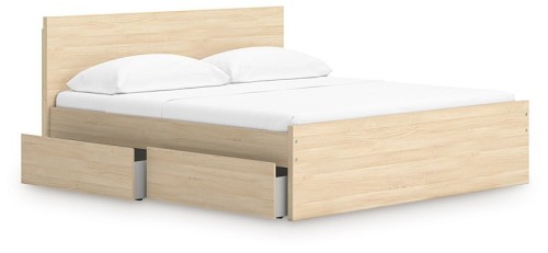 Onita - Natural - Twin Panel Platform Bed With 1 Side Storage