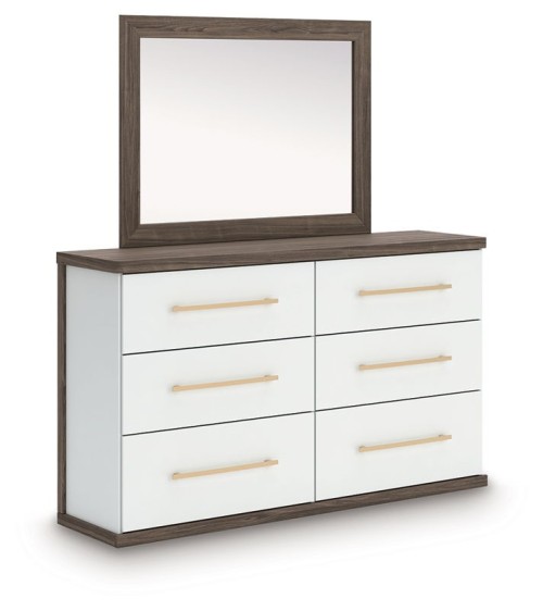 Kendanport - Brown / White - Six Drawer Dresser
