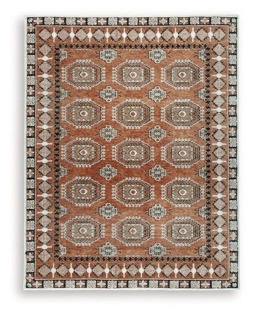 Qaabiz - Sienna / Ivory / Black - Medium Rug